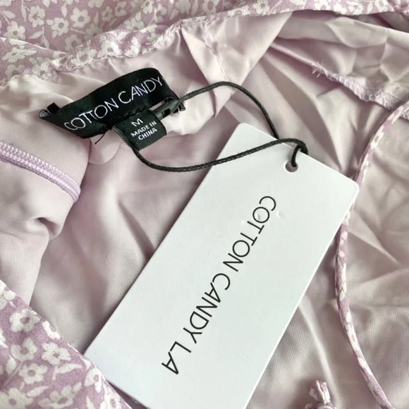 NWT Red Dress Boutique Purple Puff Sleeve Dress w/ Lace Up Open Back - Picture 15 of 16